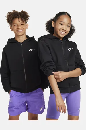 Nike Sportswear Club Fleece-hættetrøje med fuld lynlås til større børn
