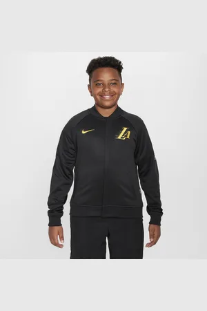 Nike Los Angeles Lakers Showtime City Edition Dri-FIT-jakke med fuld lynlås og lange ærmer til større børn