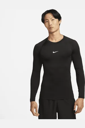 Nike Tætsiddende Pro Dri-FIT-fitnessoverdel med lange ærmer til mænd