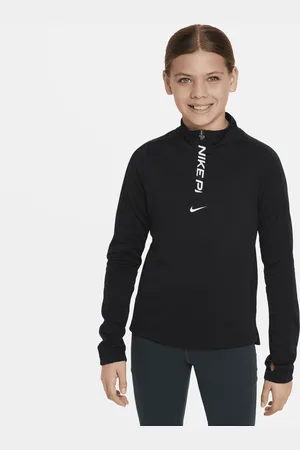 Nike Pro Dri-FIT-top med lange ærmer og 1/2-lynlås til piger