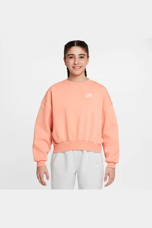 Nike Sportswear Club Fleece-sweatshirt med firkantet pasform og rund hals til piger