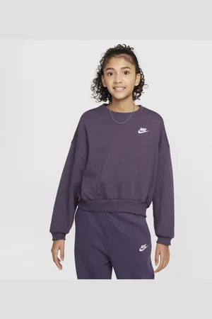 Nike Sportswear Club Fleece-sweatshirt med firkantet pasform og rund hals til piger
