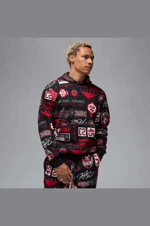 Jordan Essentials-pullover-hættetrøje i fleece og med print til mænd