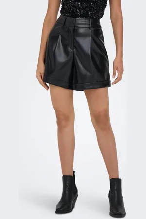 ONLY Onloda Mellemhøj Talje Regular Fit Shorts I Imiteret Læder