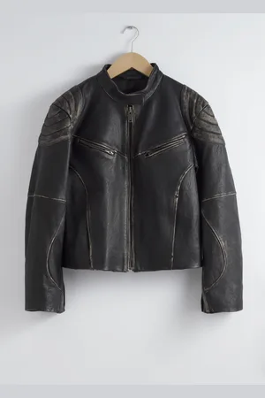 & OTHER STORIES Topstitched Leather Jacket - , XS