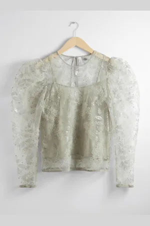 & OTHER STORIES Sheer Embroidered Organza Blouse - , 32