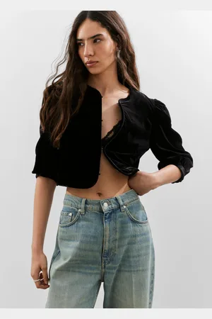 & OTHER STORIES Velvet Cropped Blouse - , 34