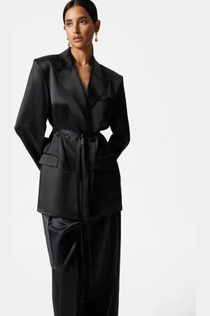 & OTHER STORIES Shiny Belted Wool-Blend Blazer - , 32
