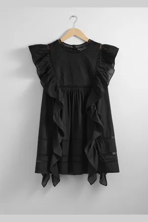 & OTHER STORIES Embroidered Ruffle Mini Dress - , 32