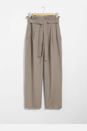 & OTHER STORIES Linen-Blend Paperbag Trousers - , 32