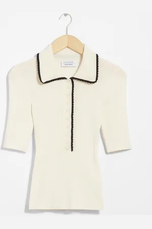 & OTHER STORIES Scalloped Rib-Knit Top - , XS