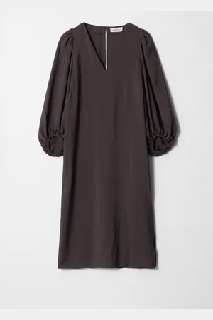& OTHER STORIES Puff-Sleeve V-Neck Midi Dress - , 32