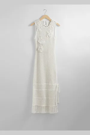 & OTHER STORIES Fringed Crochet Midi Dress - , XS