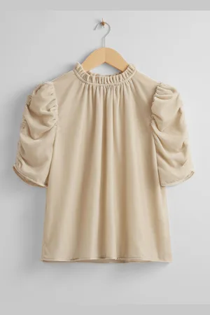 & OTHER STORIES Puff Sleeve Velvet Top - , 38