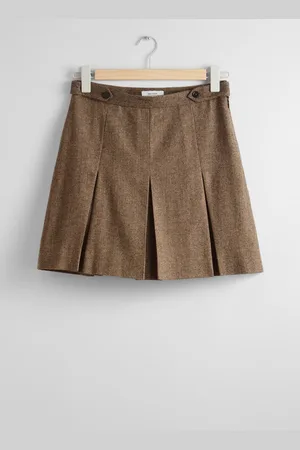& OTHER STORIES Pleated Herringbone Mini Skirt - , 40