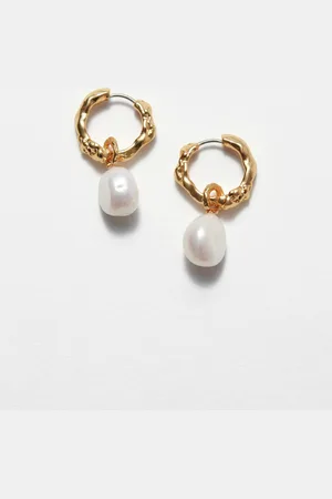 & OTHER STORIES Sculpted Pearl Drop Hoop Earrings - , ONESIZE