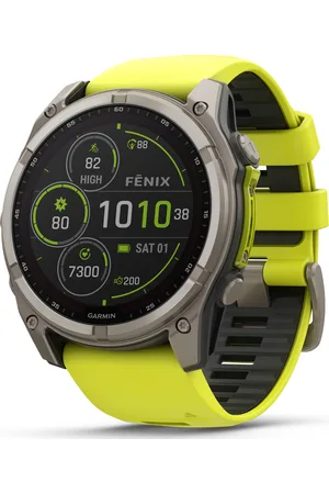 Garmin Fenix 8 Solar 51mm, Sapphire Solar Titanium - Amp Yellow/Graphite Silicone Strap