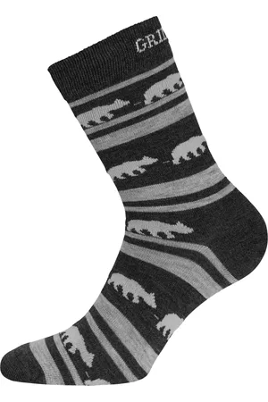 Gridarmor Striped Bear Merino Socks Dark Grey Melange
