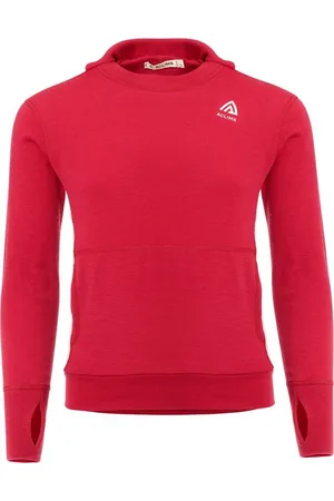 Aclima Warmwool Hood Sweater Children Jester Red/Beige Melange