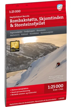 Calazo forlag Høyfjellskart Narvik: Rombakstøtta, Skjomtinden & Storsteinsfjellet 1:25.000
