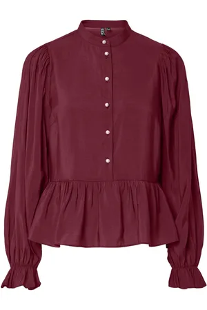 Pieces® Pcnessa Peplum Langærmet Bluse
