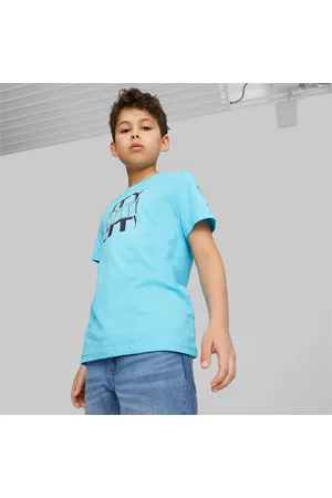 PUMA Manchester City Ftblcore Youth Graphic T-Shirt, Dark Blue, size 176, Clothing