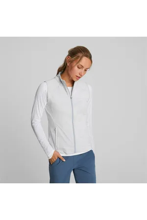 PUMA Heather Full-Zip Golf Vest Women, Grey, size M, Clothing