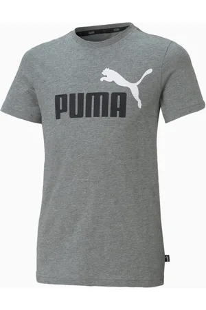 PUMA Essentials+ Two-Tone Logo Youth T-Shirt, Medium Grey Heather, size 92, Clothing
