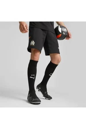 PUMA Olympique De Marseille Football Casuals Shorts, Black/Rickie Orange, size L, Clothing