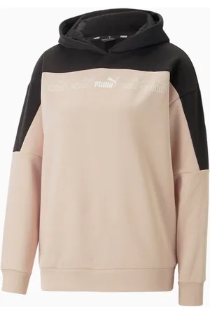 PUMA Around The Block Hoodie Women, Rose Quartz/Black, size L, Clothing