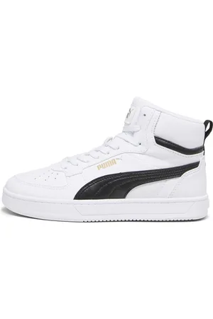 PUMA Caven 2.0 Mid Youth Sneakers, White/Black/Gold, size 37, Shoes