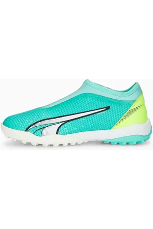 PUMA Ultra Match Ll TT + Mid Football Boots Youth, Electric Peppermint/White/Fast Yellow, size 37, Shoes