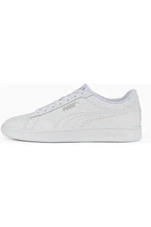 PUMA Smash 3.0 Leather Sneakers Youth, White/Cool Light Grey, size 35,5, Shoes