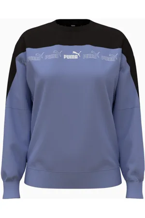PUMA Around The Block Crew Neck Sweatshirt Women, Lavendar Pop/Black, size XXL, Clothing