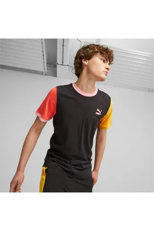 PUMA Classics Block T-Shirt Men, Black/Hot Heat, size L, Clothing