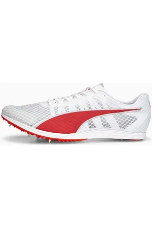 PUMA Evospeed Distance 11 Track And Field Shoes Men, White/Red/Metallic Silver, size 36