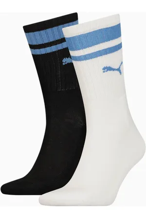 PUMA Unisex Crew Heritage Stripe Socks 2 Pack, Blue, size 35-38, Clothing