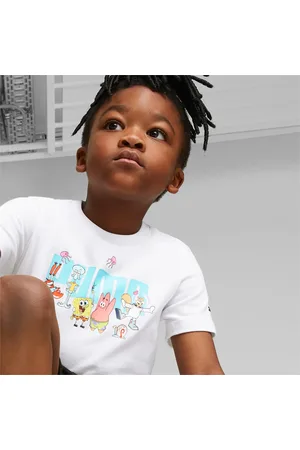 PUMA X Spongebob Tee And Shorts Set Kids, White/Black, size 152, Clothing