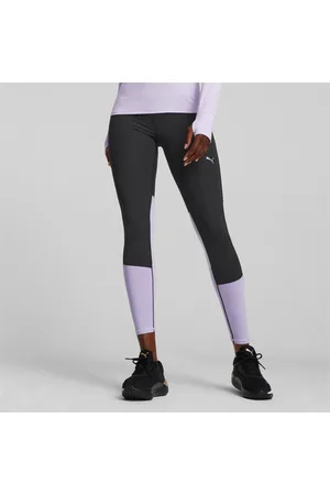 PUMA Run Favourite Regular Rise Long Running Leggings Women, Black/Vivid Violet, size 3XL, Clothing