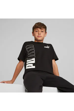 PUMA Power Colorblock Youth T-Shirt, Black, size 128, Clothing