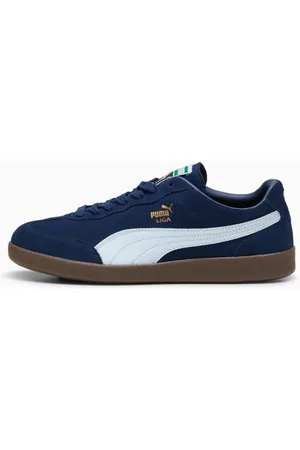 PUMA Liga Suede Sneakers, Persian Blue/Icy Blue/Gold, size 42, Shoes