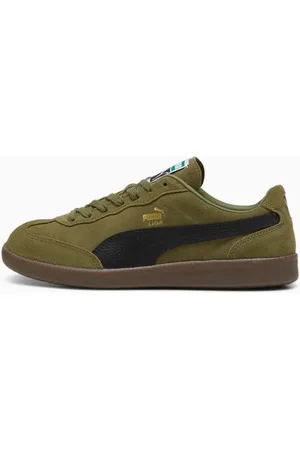 PUMA Liga Suede Sneakers, Olive Drab/Black/Gold, size 42, Shoes