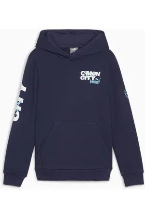PUMA Manchester City Ftblicons Youth Hoodie, Dark Blue, size 116, Clothing