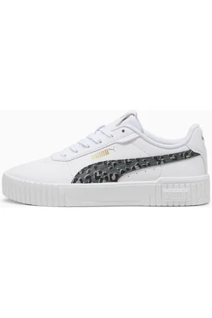 PUMA Carina 2.0 Animal Update Youth Sneakers, White/Mineral Grey/Gold, size 35,5, Shoes