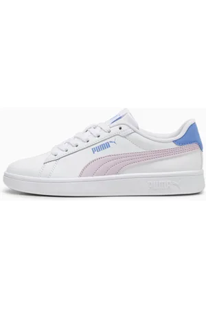 PUMA Smash 3.0 Leather Sneakers Youth, White/Grape Mist/Blue Skies, size 35,5, Shoes