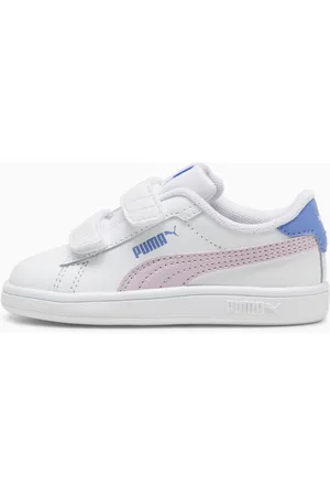 PUMA Smash 3.0 Leather V Sneakers Baby, White/Grape Mist/Blue Skies, size 21, Shoes