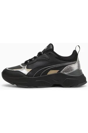 PUMA Cassia Metallic Shine Sneakers, Black/Silver/Gold, size 35,5, Shoes