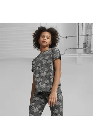 PUMA Ess+ Blossom Youth T-Shirt, Black/AOP, size 128, Clothing