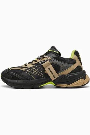 PUMA Amg Velophasis Sneakers, Black/Prairie Tan/Electric Lime, size 41, Shoes