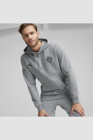 PUMA Borussia Dortmund Ess Hoodie, Medium Grey Heather, size S
